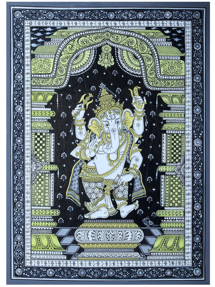 Vighnaharta Lord Ganesha Pattachitra Painting on Cloth by Rabi Behera · view 1