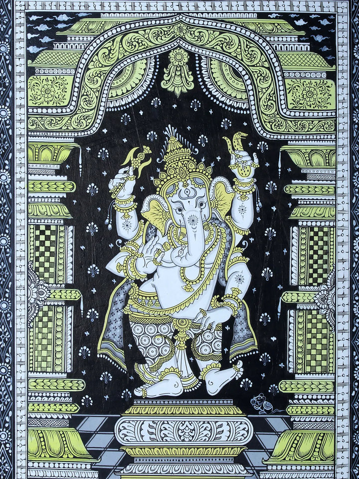 Vighnaharta Lord Ganesha Pattachitra Painting on Cloth by Rabi Behera · view 2