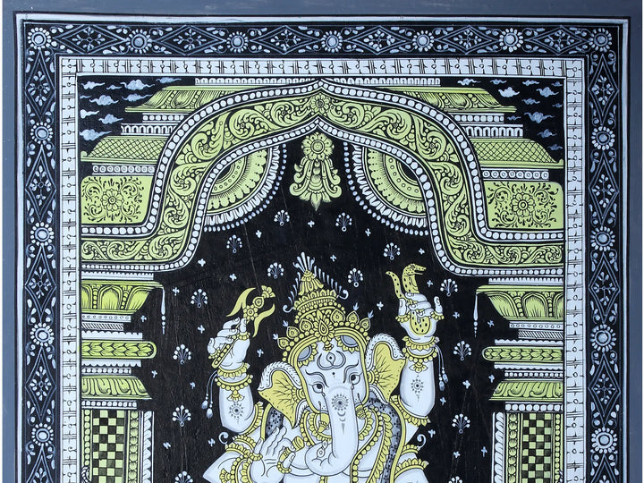 Vighnaharta Lord Ganesha Pattachitra Painting on Cloth by Rabi Behera · view 3