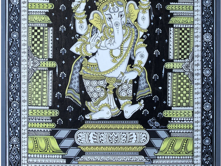 Vighnaharta Lord Ganesha Pattachitra Painting on Cloth by Rabi Behera · view 4
