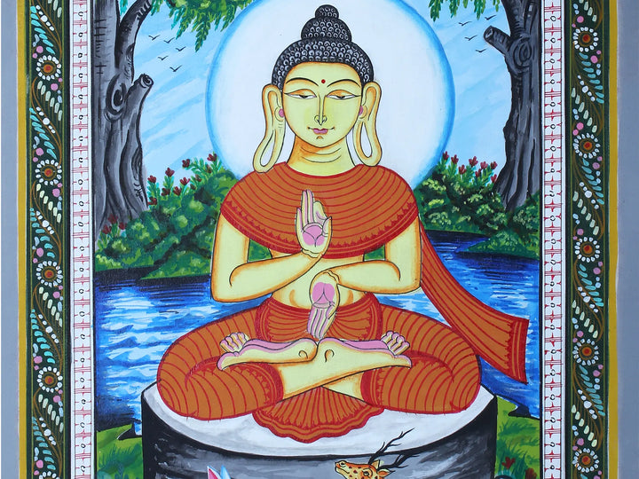 Sitting Gautam Buddha Pattachitra Painting on Cloth by Rabi Behera · view 4