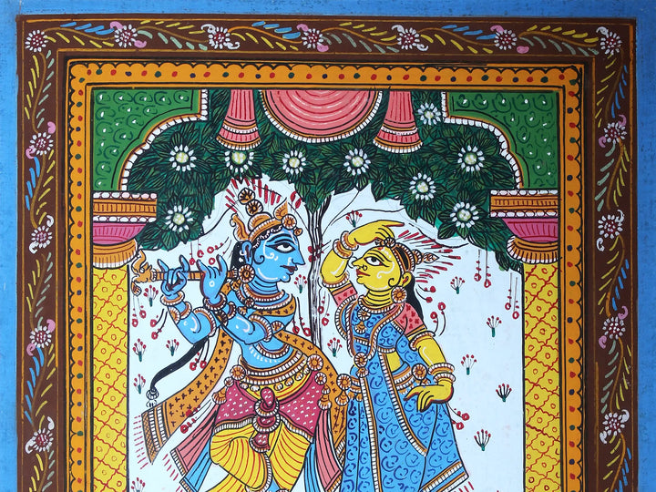 Radha-Krishna Pattachitra Painting on Cloth by Rabi Behera · view 3