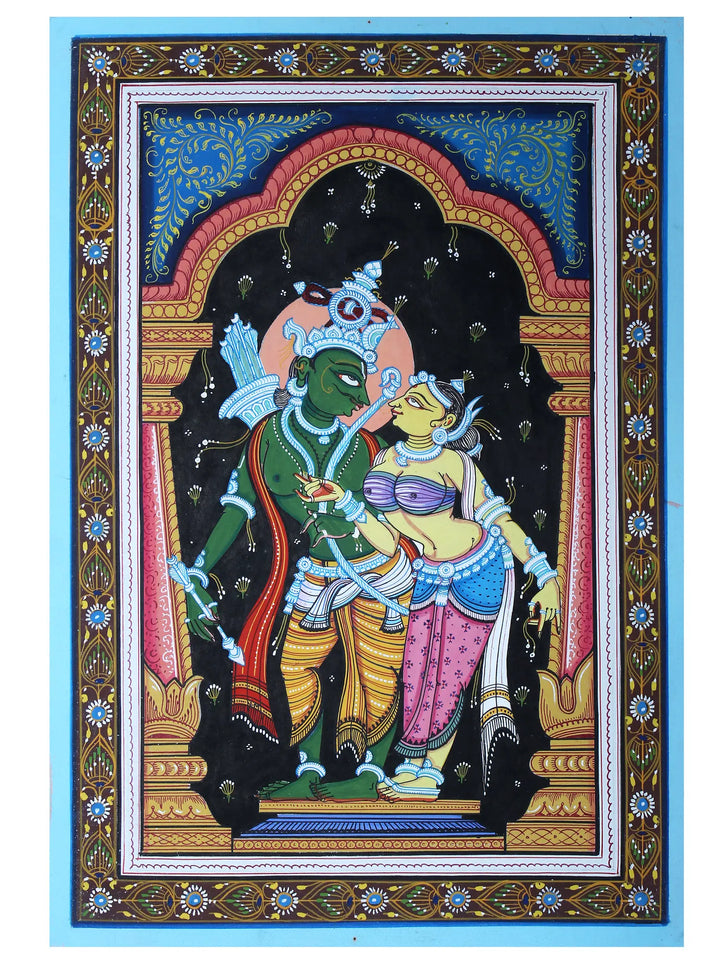 Lord Ram with Devi Sita Pattachitra Painting on Cloth by Rabi Behera · view 1