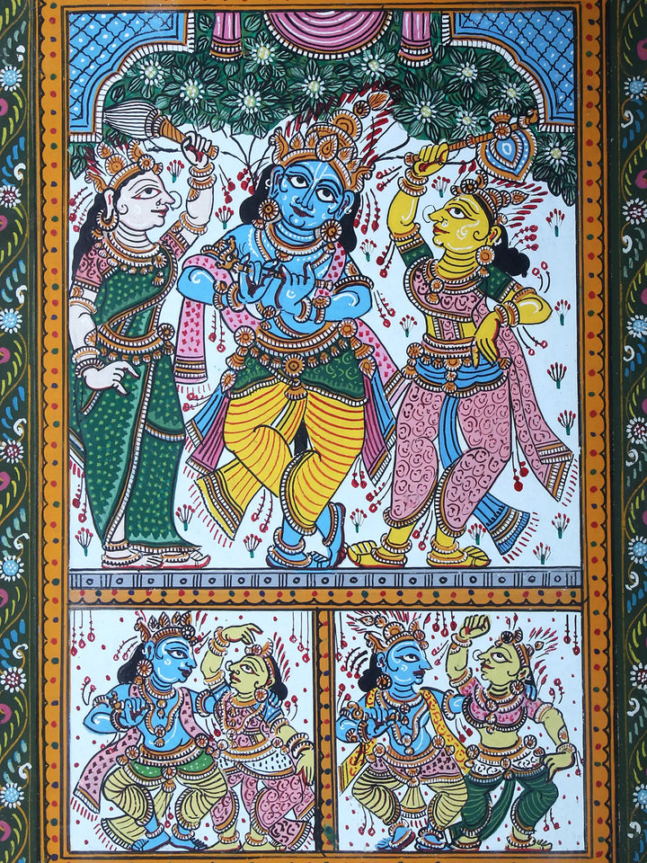 Dancing Lord Krishna Pattachitra Painting on Cloth by Rabi Behera · view 2