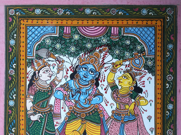 Dancing Lord Krishna Pattachitra Painting on Cloth by Rabi Behera · view 3
