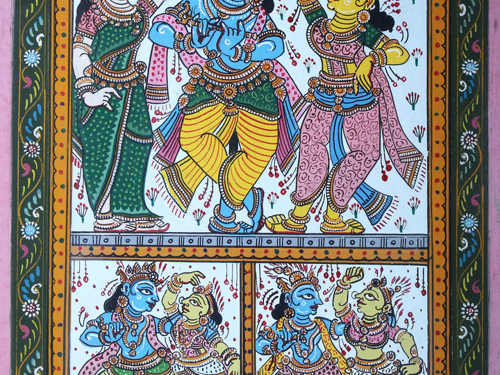Dancing Lord Krishna Pattachitra Painting on Cloth by Rabi Behera · view 4