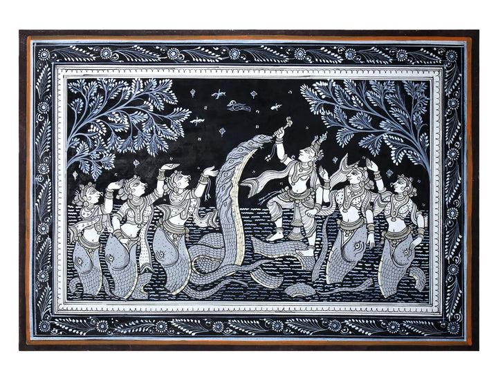Krishna Subduing Kaliya and Being Worshipped Pattachitra Painting on Cloth by Rabi Behera · view 1