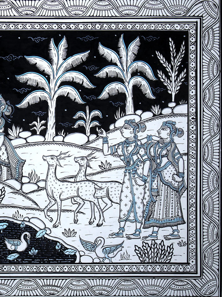 Rasa Leela of Murli Manohar (Krishna) Pattachitra Painting on Cloth by Rabi Behera · view 3