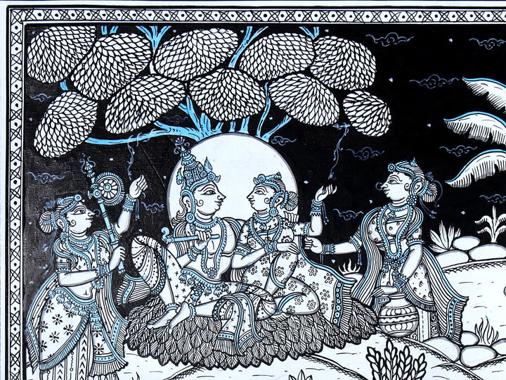 Rasa Leela of Murli Manohar (Krishna) Pattachitra Painting on Cloth by Rabi Behera · view 4