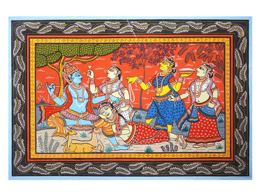 Krishna as Gopinatha, the Lord of Gopis Pattachitra Painting on Cloth by Rabi Behera
