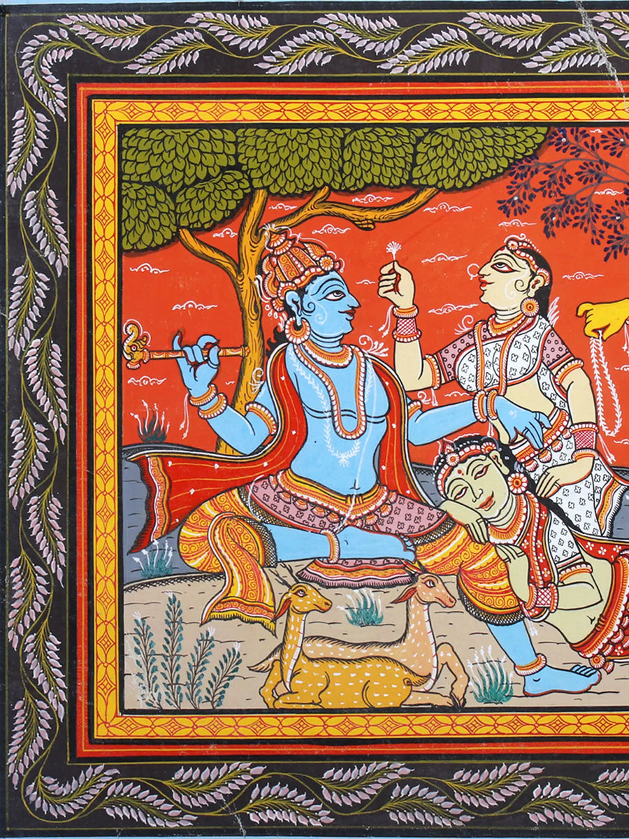 Krishna as Gopinatha, the Lord of Gopis Pattachitra Painting on Cloth by Rabi Behera