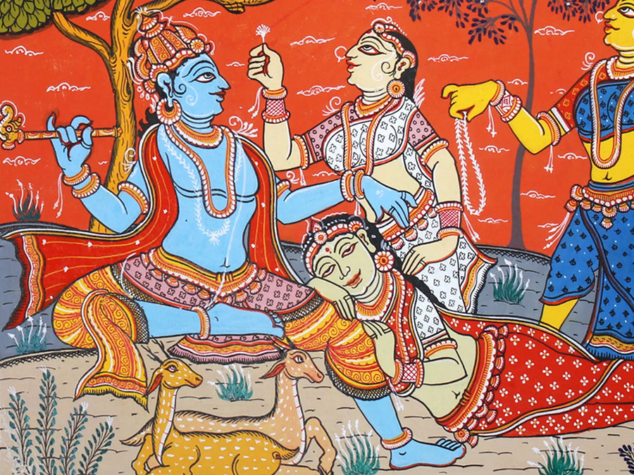 Krishna as Gopinatha, the Lord of Gopis Pattachitra Painting on Cloth by Rabi Behera