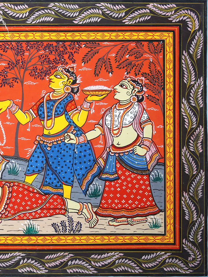 Krishna as Gopinatha, the Lord of Gopis Pattachitra Painting on Cloth by Rabi Behera · view 4