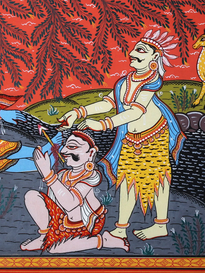 Lord Krishna Shot Pattachitra Painting on Cloth by Rabi Behera · view 3