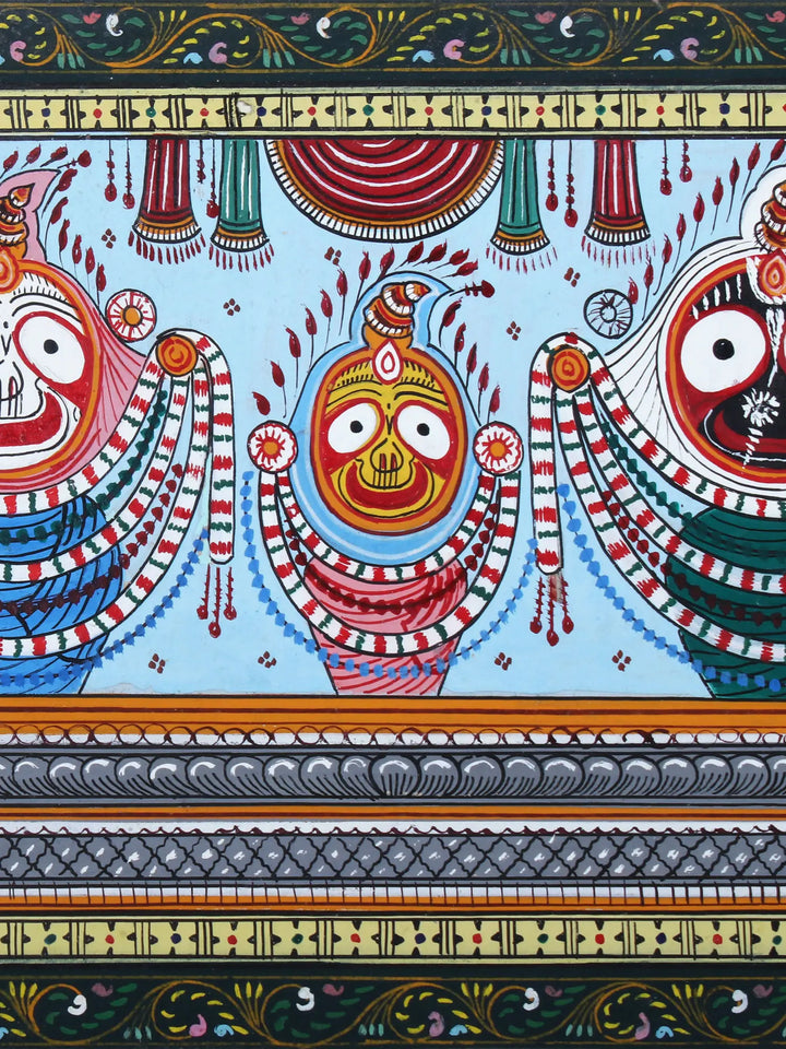 Lord Jagannath Ji (Krishna Subhadra-Balabhadra) Pattachitra Painting on Cloth by Rabi Behera · view 3