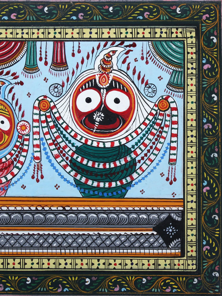 Lord Jagannath Ji (Krishna Subhadra-Balabhadra) Pattachitra Painting on Cloth by Rabi Behera · view 4