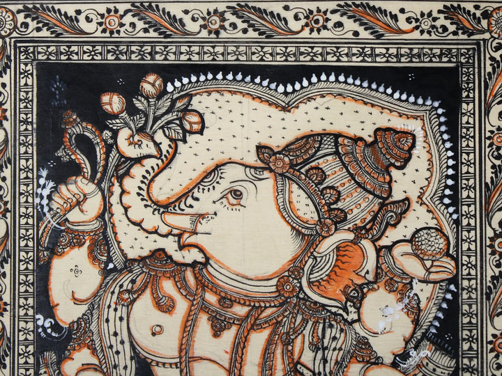 Dancing Ganesha Playing Drum Pattachitra Painting on Cloth by Rabi Behera · view 3