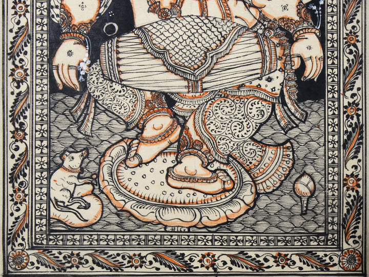 Dancing Ganesha Playing Drum Pattachitra Painting on Cloth by Rabi Behera · view 4