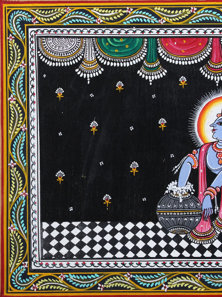 Butter Krishna Pattachitra Painting on Cloth by Rabi Behera · view 2