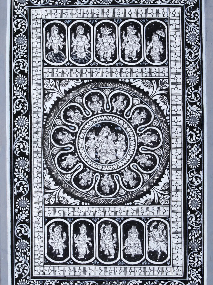 Radha-Krishna with Gopis Pattachitra Painting on Cloth by Rabi Behera · view 2