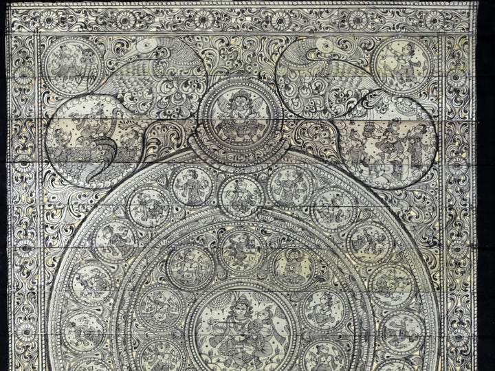 Radha Krishna with Krishna Leela Pattachitra Painting on Cloth by Rabi Behera · view 2
