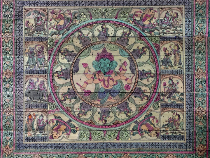 Life Story of Lord Ganesha Pattachitra Painting on Cloth by Rabi Behera · view 3