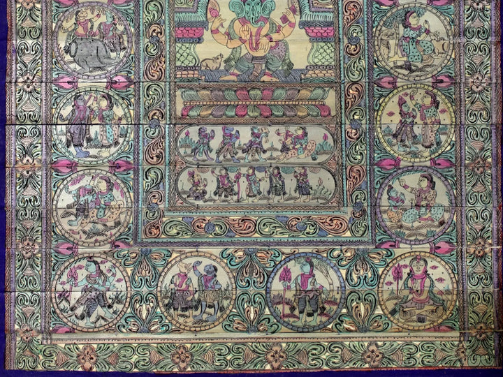 Lord Ganesha Life Story Pattachitra Painting on Cloth by Rabi Behera · view 4