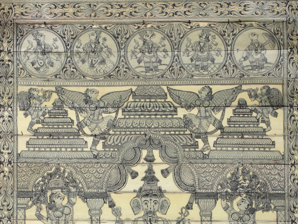 Standing Lord Ganesha and Ten Incarnations of Lord Vishnu (Dashavatara)