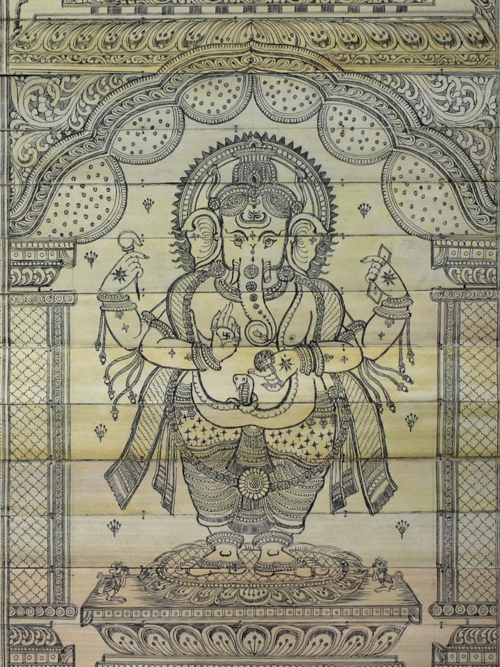 Standing Lord Ganesha Pattachitra Painting on Cloth by Rabi Behera · view 3