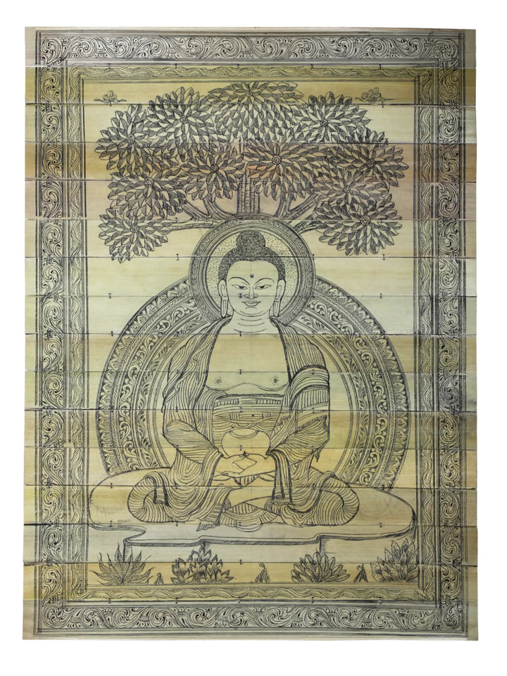 Gautam Buddha under Bodhi Tree Pattachitra Painting on Cloth by Rabi Behera · view 1