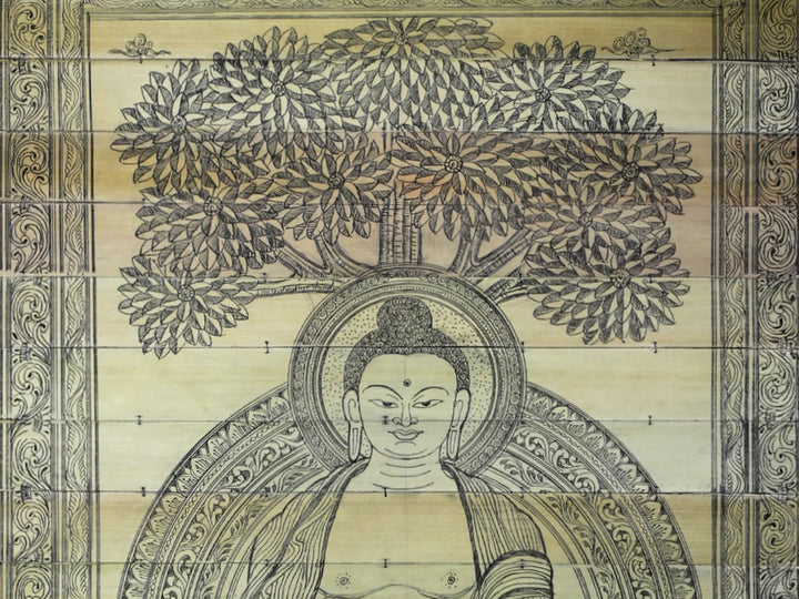 Gautam Buddha under Bodhi Tree Pattachitra Painting on Cloth by Rabi Behera · view 3
