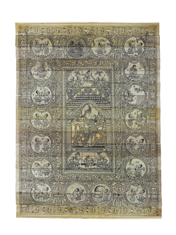 Radha Krishna at Center with Shri Krishna Leela Pattachitra Painting on Cloth by Rabi Behera · view 1