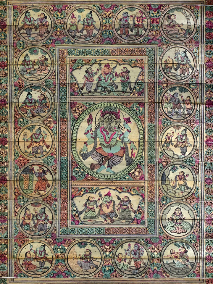 The Story of Vighnaharta Ganesha Pattachitra Painting on Cloth by Rabi Behera · view 3