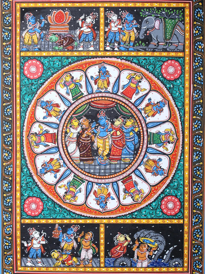 Krishna Lila Pattachitra Painting on Cloth by Rabi Behera · view 2
