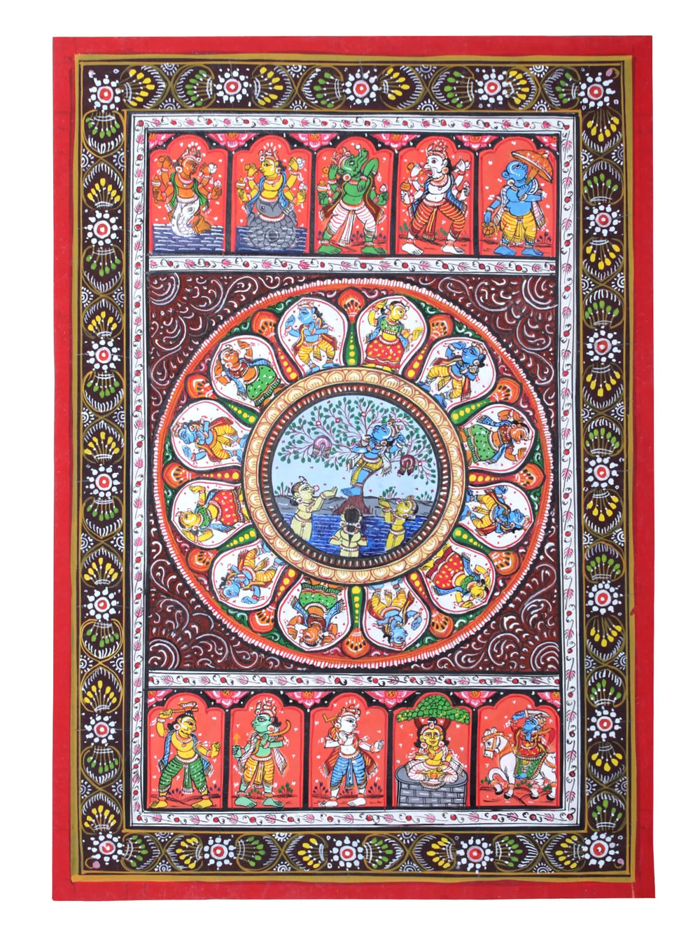 Lord Krishna Stealing The Clothes of Gopis with Dashavatara of Lord Vishnu