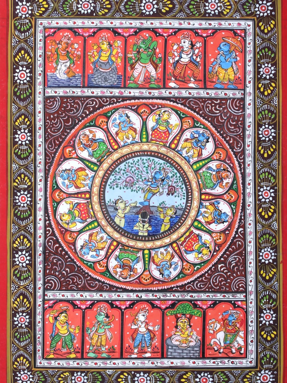 Lord Krishna Stealing The Clothes of Gopis with Dashavatara of Lord Vishnu