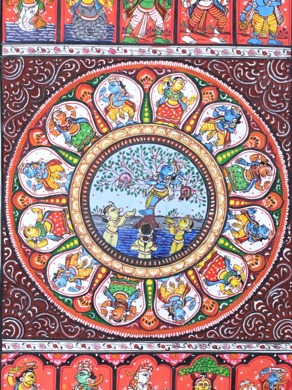 Lord Krishna Stealing The Clothes of Gopis with Dashavatara of Lord Vishnu