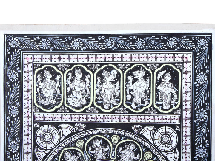 Madan Mohan and Radha with Gopis Pattachitra Painting on Cloth by Rabi Behera · view 2