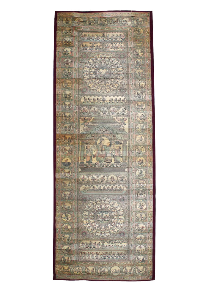 Radha-Krishna with Krishna Leela (The Story of Lord Krishna) Pattachitra Painting on Cloth by Rabi Behera · view 1