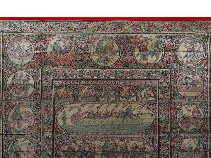 Shri Krishna's Life Story (Krishna Leela) Pattachitra Painting on Cloth by Rabi Behera · view 3