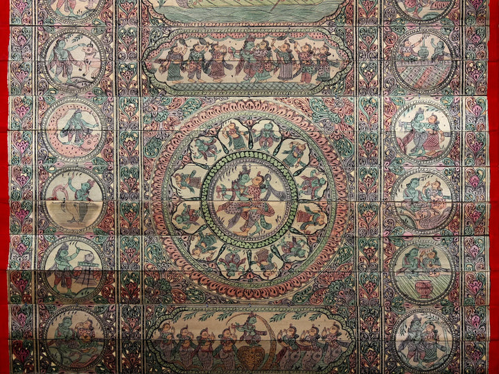 Shri Krishna's Life Story (Krishna Leela) Pattachitra Painting on Cloth by Rabi Behera · view 4