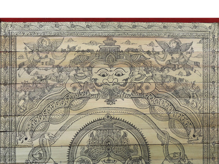 Ten Armed Mahaganapti with Serpent Vaasuki Stretched Over His Head (Based on the Ganesha Purana) Pattachitra Painting on Cloth by Rabi Behera · view 3