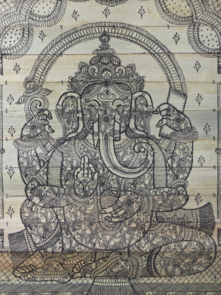 Ganesha Palm Leaf Pattachitra Painting on Palm Leaf · view 2