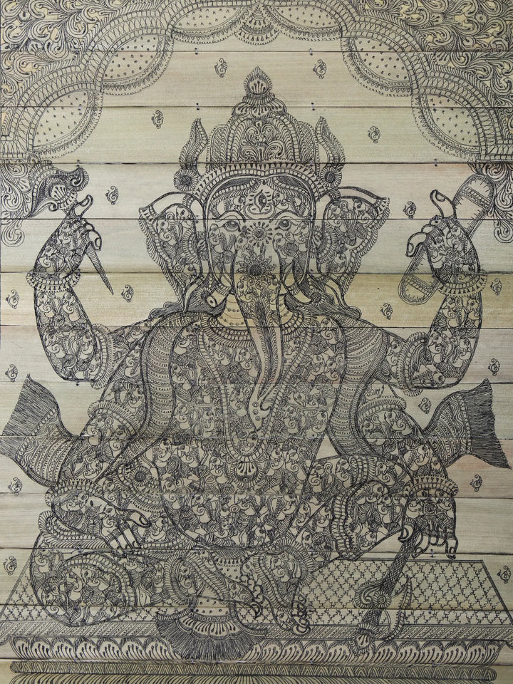 Ganesha Palm Leaf Pattachitra Painting on Palm Leaf · view 2