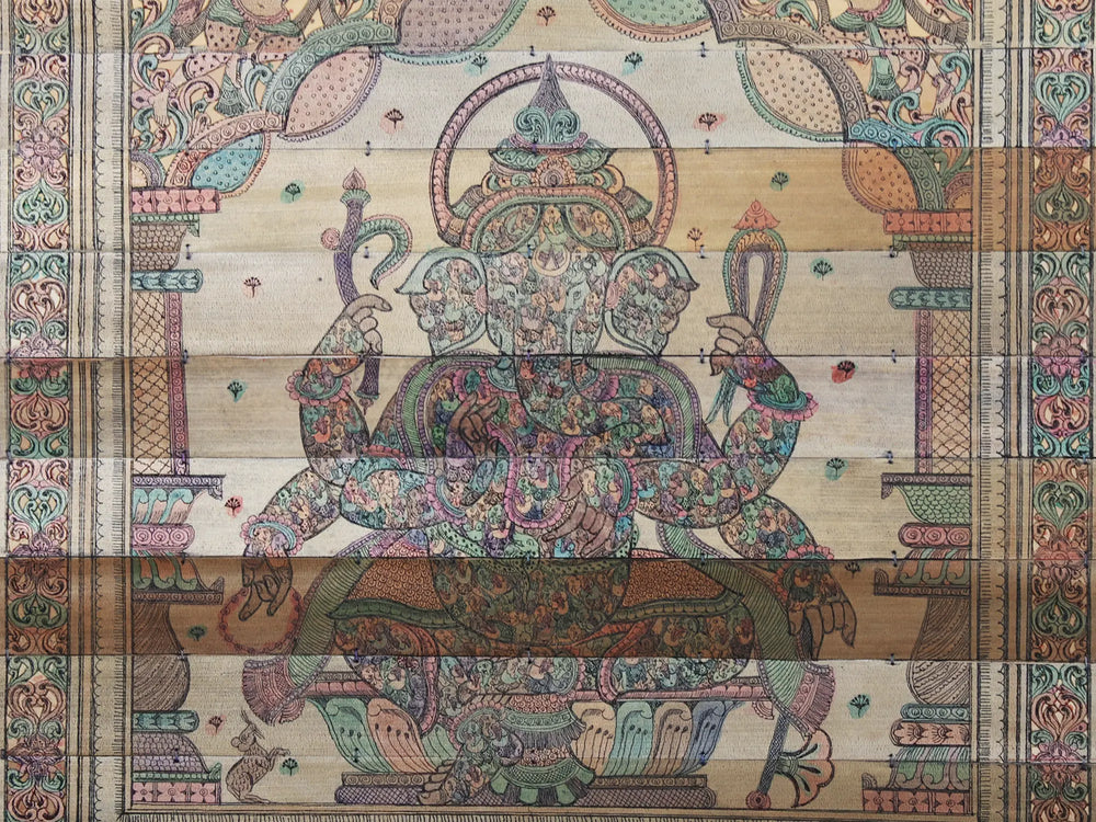 Sitting Six Hands Lord Ganesha with His Life Story