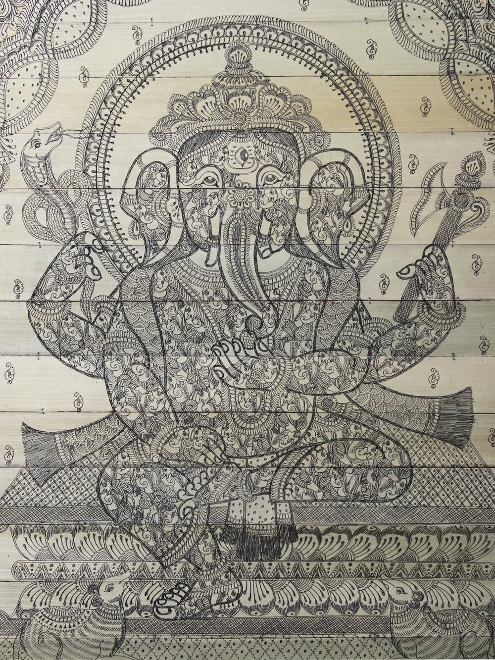 Sitting Four Hands Lord Gajanana Made of Small Ganeshas