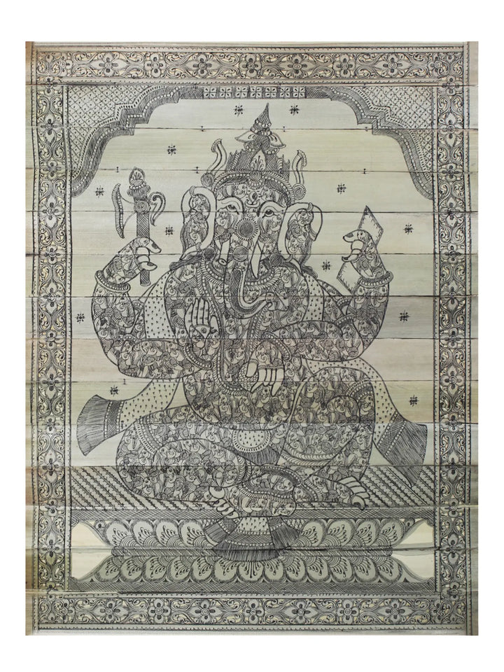 Ganesha Palm Leaf Pattachitra Painting on Palm Leaf · view 1
