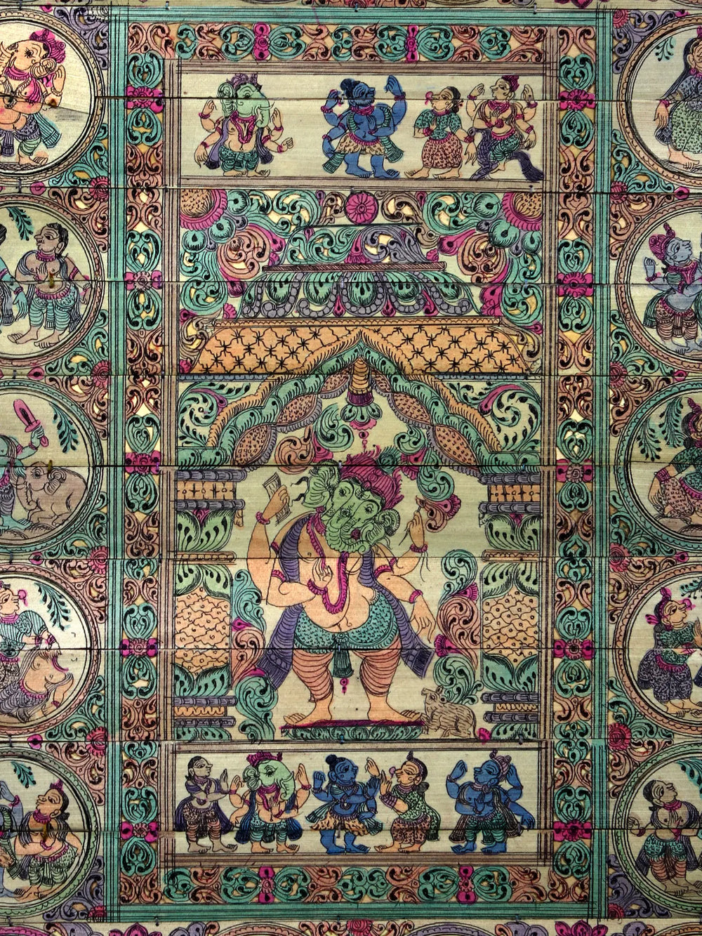 Standing Chaturbhuja Lord Ganesha with His Life Story