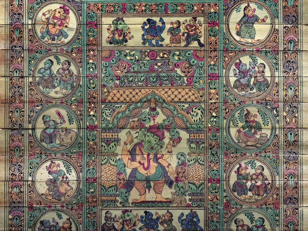 Standing Chaturbhuja Lord Ganesha with His Life Story
