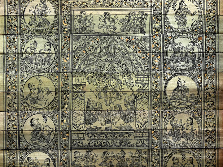Episodes of Lord Ganesha's Story Pattachitra Painting on Cloth by Rabi Behera · view 4